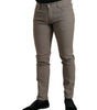 Dolce & Gabbana Brown Cotton Stretch Skinny Men Pants