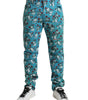 Dolce & Gabbana Blue Floral Print Skinny Cotton Denim Pants