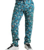 Dolce & Gabbana Blue Floral Print Skinny Cotton Denim Pants