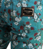 Dolce & Gabbana Blue Floral Print Skinny Cotton Denim Pants