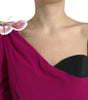 Dolce & Gabbana Purple Flower Embellished One Shoulder Dress