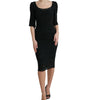 Dolce & Gabbana Black Floral Lace Viscose Bodycon Midi Dress