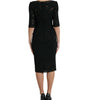 Dolce & Gabbana Black Floral Lace Viscose Bodycon Midi Dress
