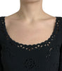Dolce & Gabbana Black Floral Lace Viscose Bodycon Midi Dress