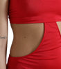 Dolce & Gabbana Red Cutout Nylon Sheath Sleeveless Mini Dress