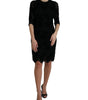 Dolce & Gabbana Black Floral Lace Cotton Bodycon Dress