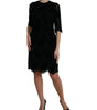 Dolce & Gabbana Black Floral Lace Cotton Bodycon Dress