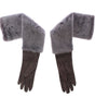 Gants élégants en cuir et fourrure de vison gris Dolce &amp; Gabbana