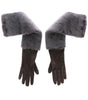 Gants élégants en cuir et fourrure de vison gris Dolce &amp; Gabbana