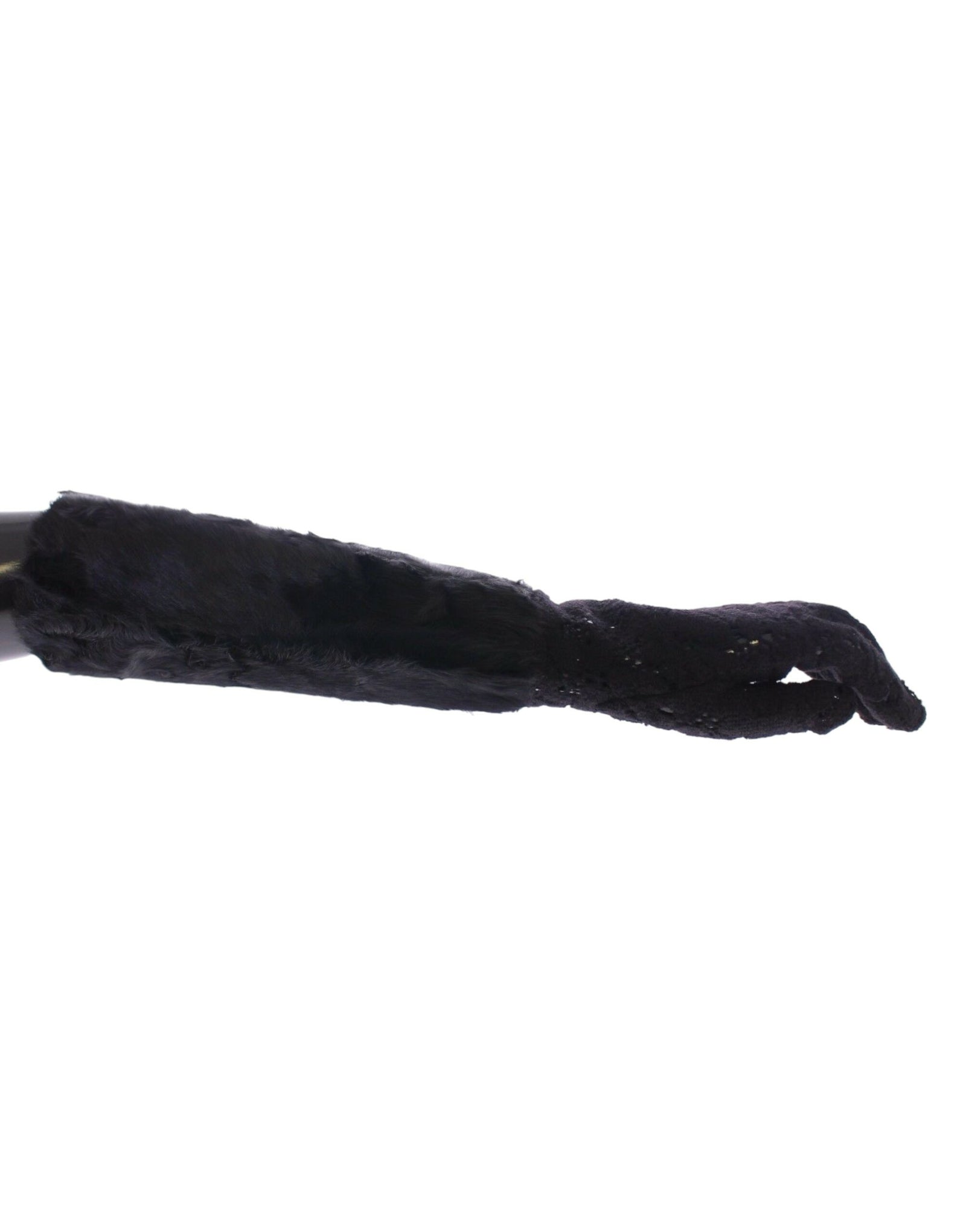 Gants de coude en laine noire, dentelle et fourrure d'agneau Dolce &amp; Gabbana