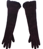 Dolce & Gabbana Elegant Elbow Length Purple Fur Gloves
