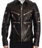 Dolce & Gabbana Brown Lambskin Leather Zipper Jacket
