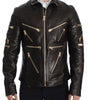 Dolce & Gabbana Brown Lambskin Leather Zipper Jacket