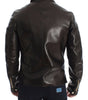 Dolce & Gabbana Brown Lambskin Leather Zipper Jacket