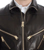 Dolce & Gabbana Brown Lambskin Leather Zipper Jacket