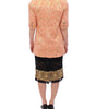 Dolce & Gabbana Pink Silk Brocade Crystal Jacket Coat