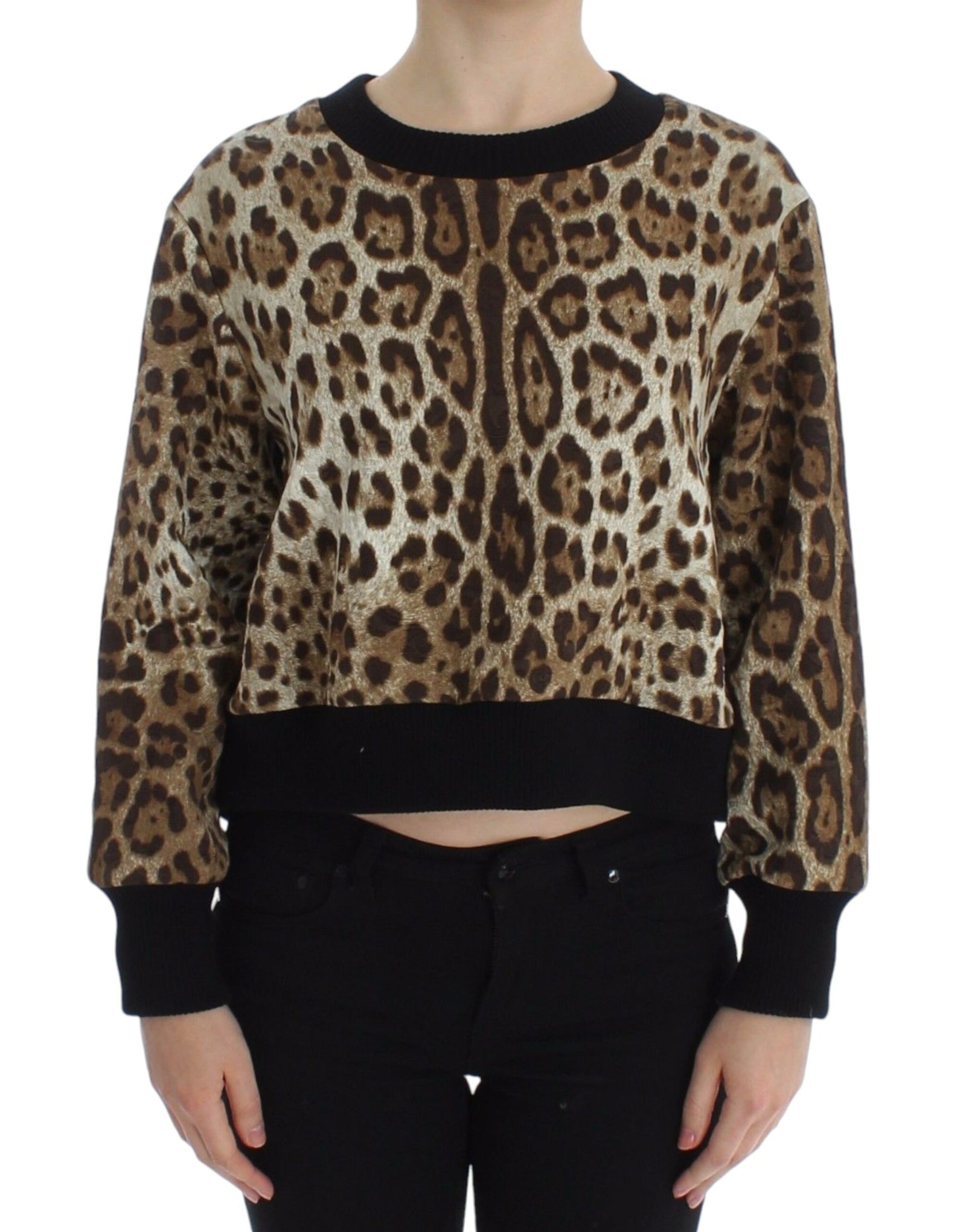 Dolce &amp; Gabbana Elegant Leopard Print Short Sweater Top
