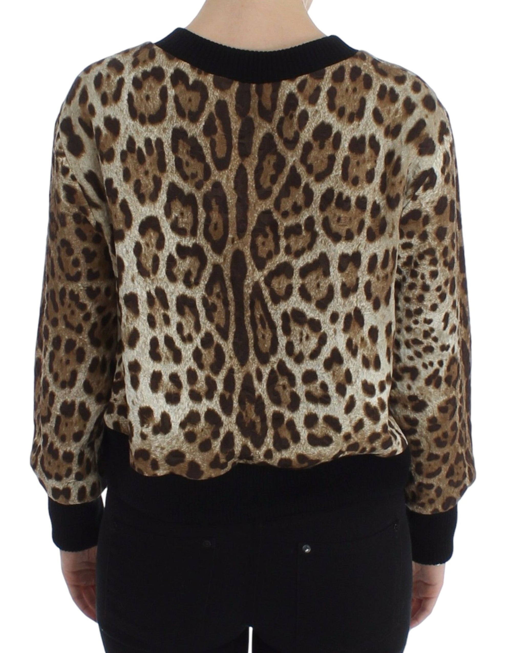 Dolce &amp; Gabbana Elegant Leopard Print Short Sweater Top