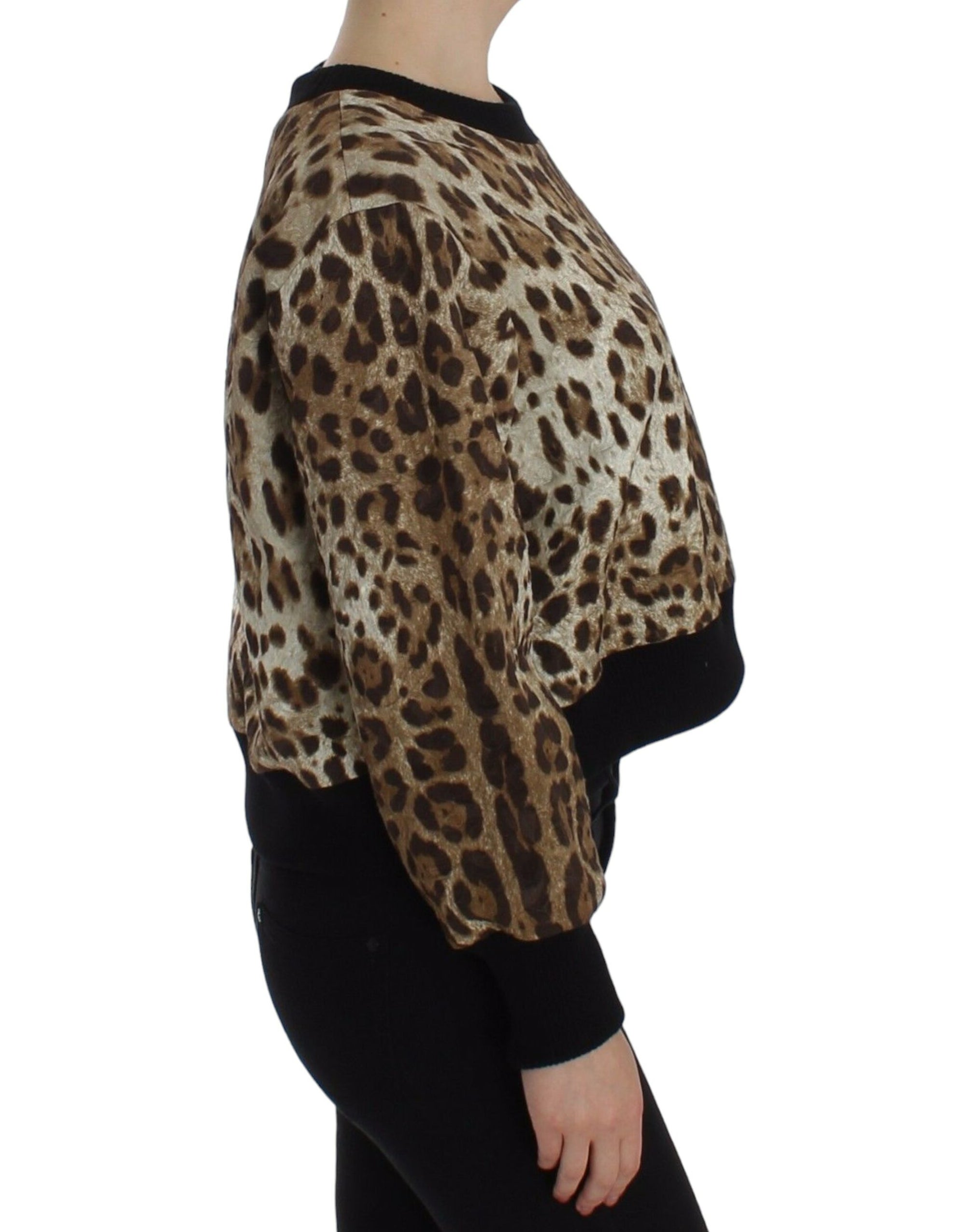 Dolce &amp; Gabbana Elegant Leopard Print Short Sweater Top