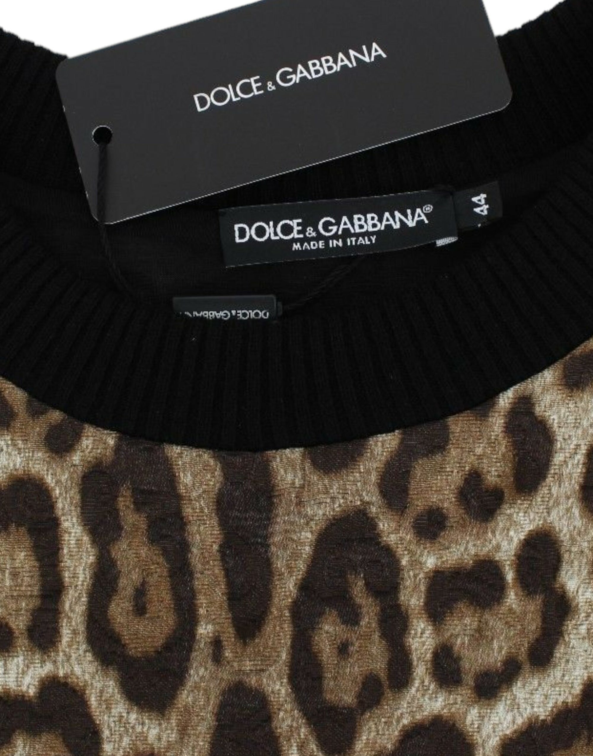 Dolce &amp; Gabbana Elegant Leopard Print Short Sweater Top
