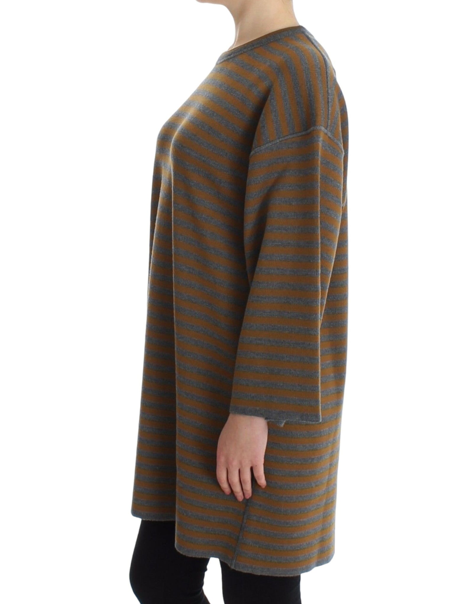 Dolce &amp; Gabbana Yellow &amp; Gray Striped Oversized Sweater