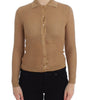 Dolce & Gabbana Beige Knitted Cotton Polo Cardigan Sweater