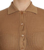 Dolce & Gabbana Beige Knitted Cotton Polo Cardigan Sweater