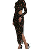 Dolce & Gabbana Black Floral Cut Out Sheath Long Maxi Dress