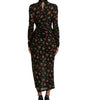 Dolce & Gabbana Black Floral Cut Out Sheath Long Maxi Dress