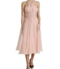 Dolce & Gabbana Pink Silk Chiffon Halter A-line Pleated Midi Dress
