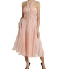 Dolce & Gabbana Pink Silk Chiffon Halter A-line Pleated Midi Dress