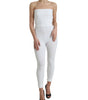 Dolce & Gabbana White Nylon Strapless Bodycon Jumpsuit Dress