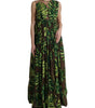 Dolce & Gabbana Green Banana Leaf Sleeveless Long Maxi Dress