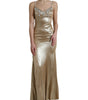 Dolce & Gabbana Metallic Gold Crystal Embellished Gown Dress