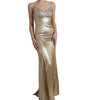 Dolce & Gabbana Metallic Gold Crystal Embellished Gown Dress