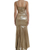 Dolce & Gabbana Metallic Gold Crystal Embellished Gown Dress