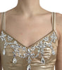 Dolce & Gabbana Metallic Gold Crystal Embellished Gown Dress