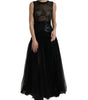 Dolce & Gabbana Black Sequined Sleeveless Mesh Layered Gown Dress