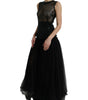 Dolce & Gabbana Black Sequined Sleeveless Mesh Layered Gown Dress