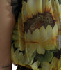 Dolce & Gabbana Black Sunflower A-line Pleated Maxi Dress