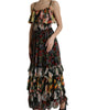 Dolce & Gabbana Multicolor Floral Chiffon Tiered Maxi Dress