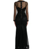 Dolce & Gabbana Black Floral Embroidery Mesh Tulle Gown Dress
