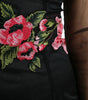 Dolce & Gabbana Black Floral Embroidery Mesh Tulle Gown Dress