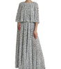 Dolce & Gabbana White Polka Dot A-line Pleated Maxi Dress