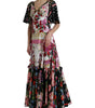 Dolce & Gabbana Multicolor Floral Print Silk Twill Gown Dress