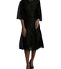 Dolce & Gabbana Black Floral Lace Sheer A-line Midi Dress