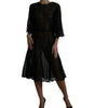 Dolce & Gabbana Black Floral Lace Sheer A-line Midi Dress