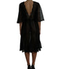 Dolce & Gabbana Black Floral Lace Sheer A-line Midi Dress