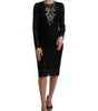 Dolce & Gabbana Black Lace Crystal Embellished Sheath Dress