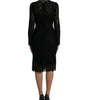 Dolce & Gabbana Black Lace Crystal Embellished Sheath Dress
